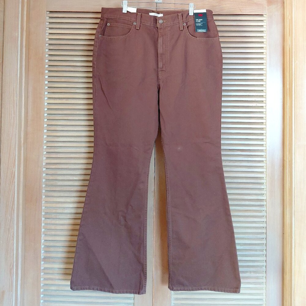 NWT Levi's '70s Style High Flare Brown Bell Bottom Jeans Corduroy Women's 34x32